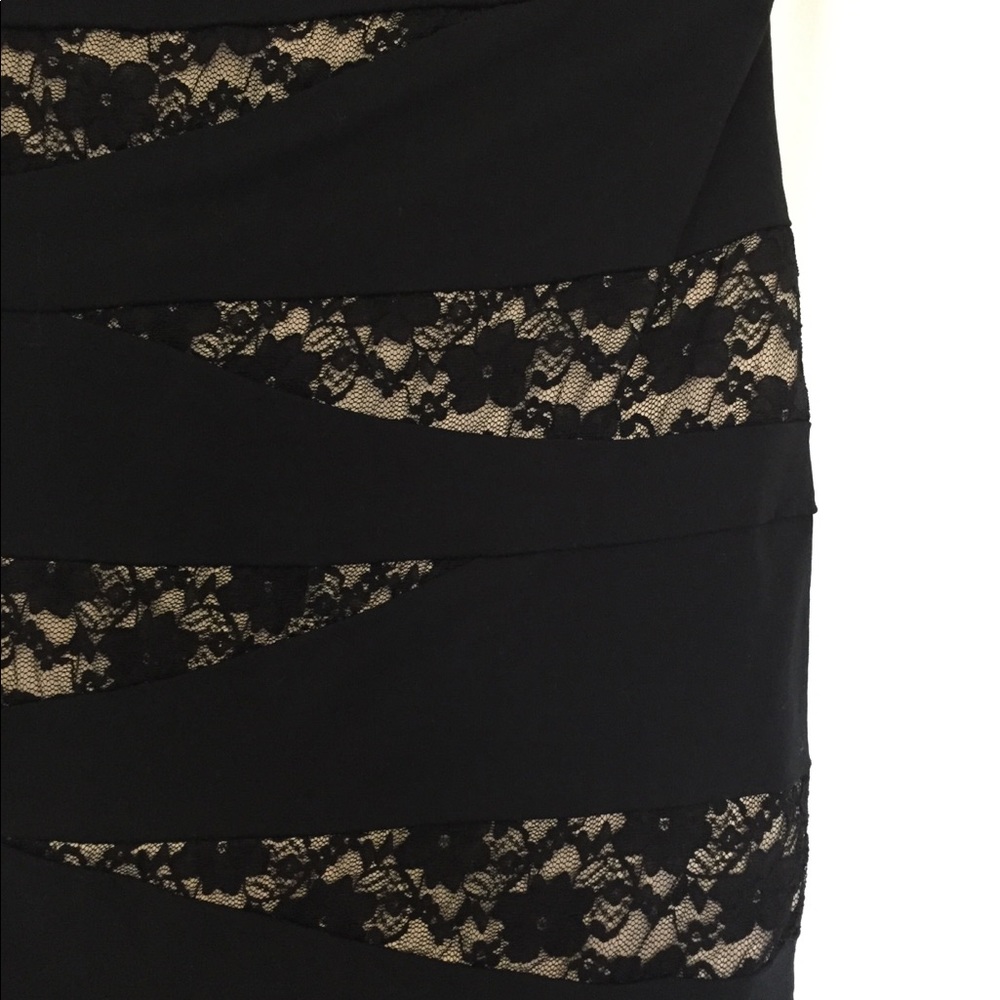 Ruby Rox Black/Cream Strapless Bodycon Dress Sz M - image 3